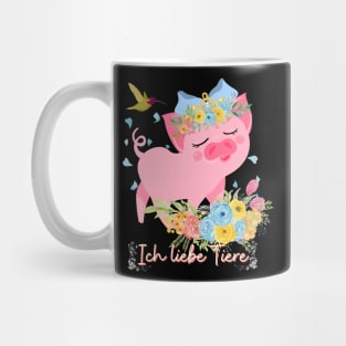 Schwein Vogel Liebe Tiere Prinzessin Blumen Süß Mug